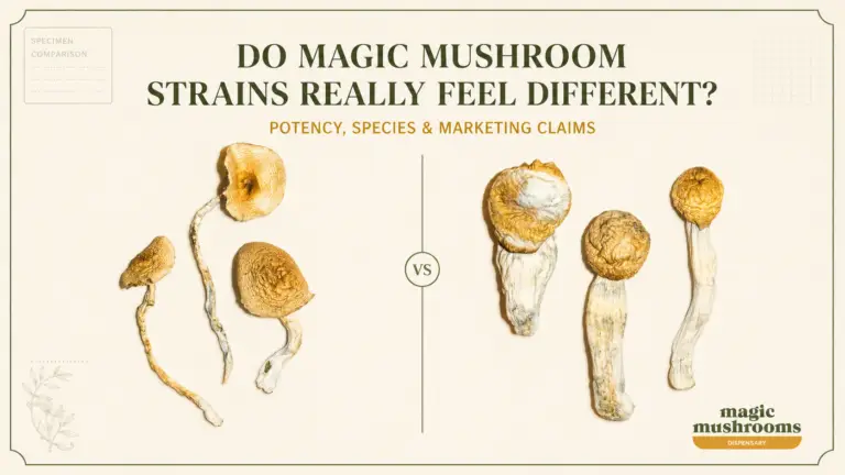 Golden Teacher and Penis Envy illustrating whether magic mushroom strains feel different