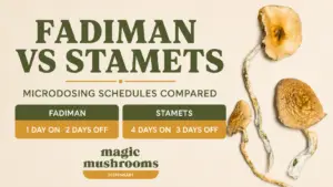 Fadiman vs Stamets microdosing schedules with one day on two days off and four days on three days off