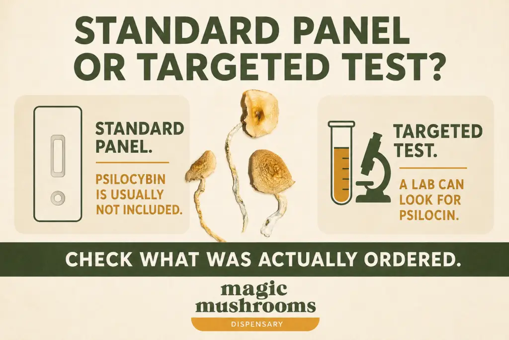 Standard drug panel compared with a targeted laboratory test for psilocin