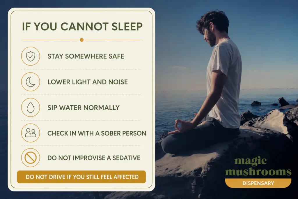 Safety checklist for what to do if you cannot sleep after shrooms